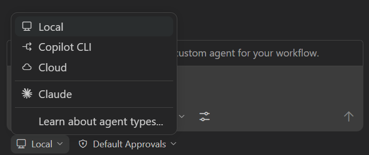 聊天视图中智能体(Agent)目标下拉菜单截图。